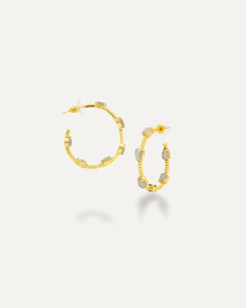 Pendiente Aros Dorados Aro Pia Labradorita