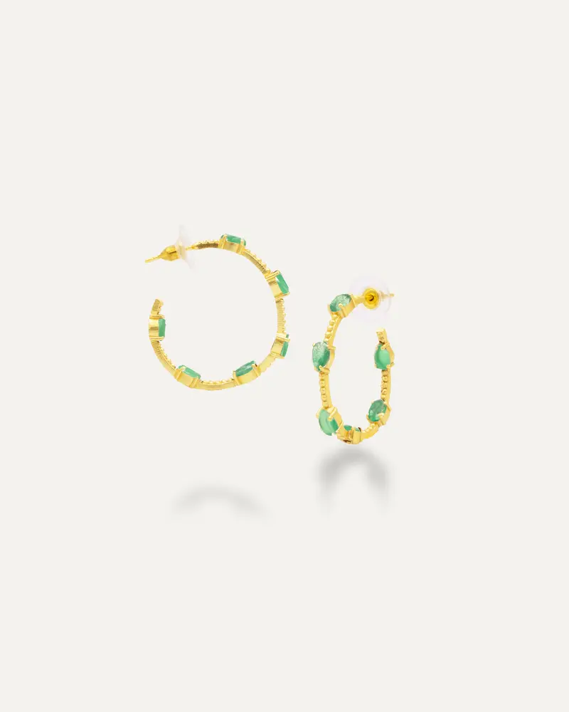 Pendiente Aros Dorados Aro Pia Onix Verde