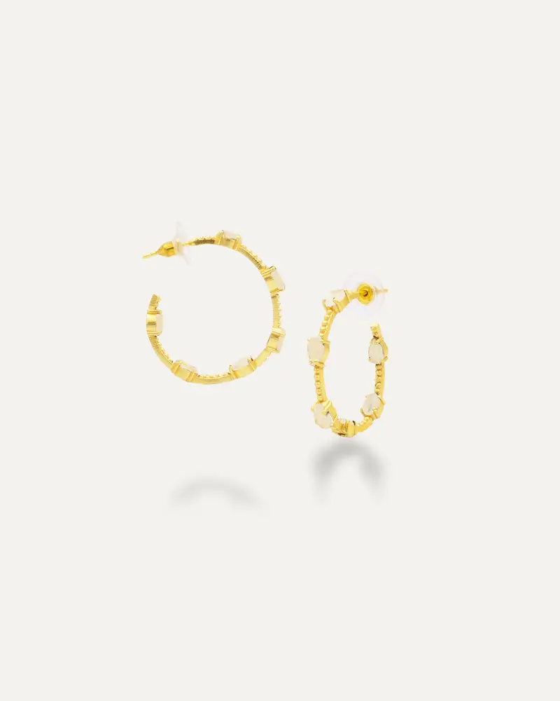 Pendiente Aros Dorados Aro Pia Piedra Luna