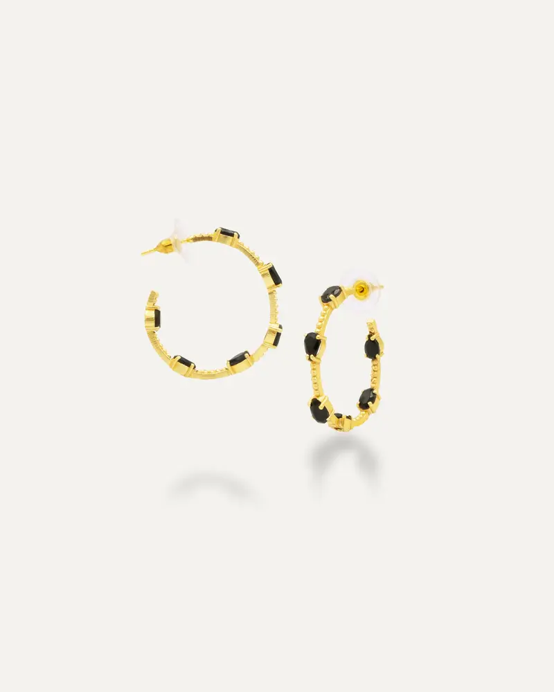 Pendiente Aros Dorados Pia Onix Negro