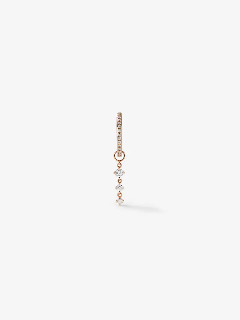 Pendiente de oro rosa de 18k con diamantes