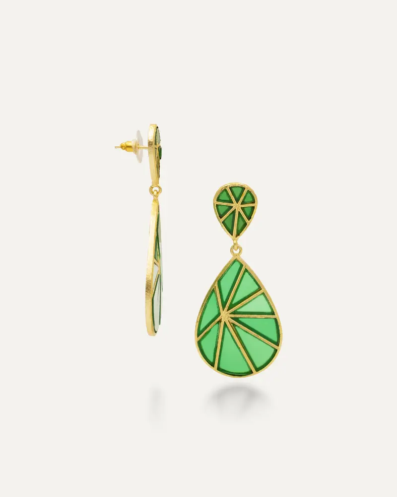 Pendiente Dorado Ammar Onix Verde