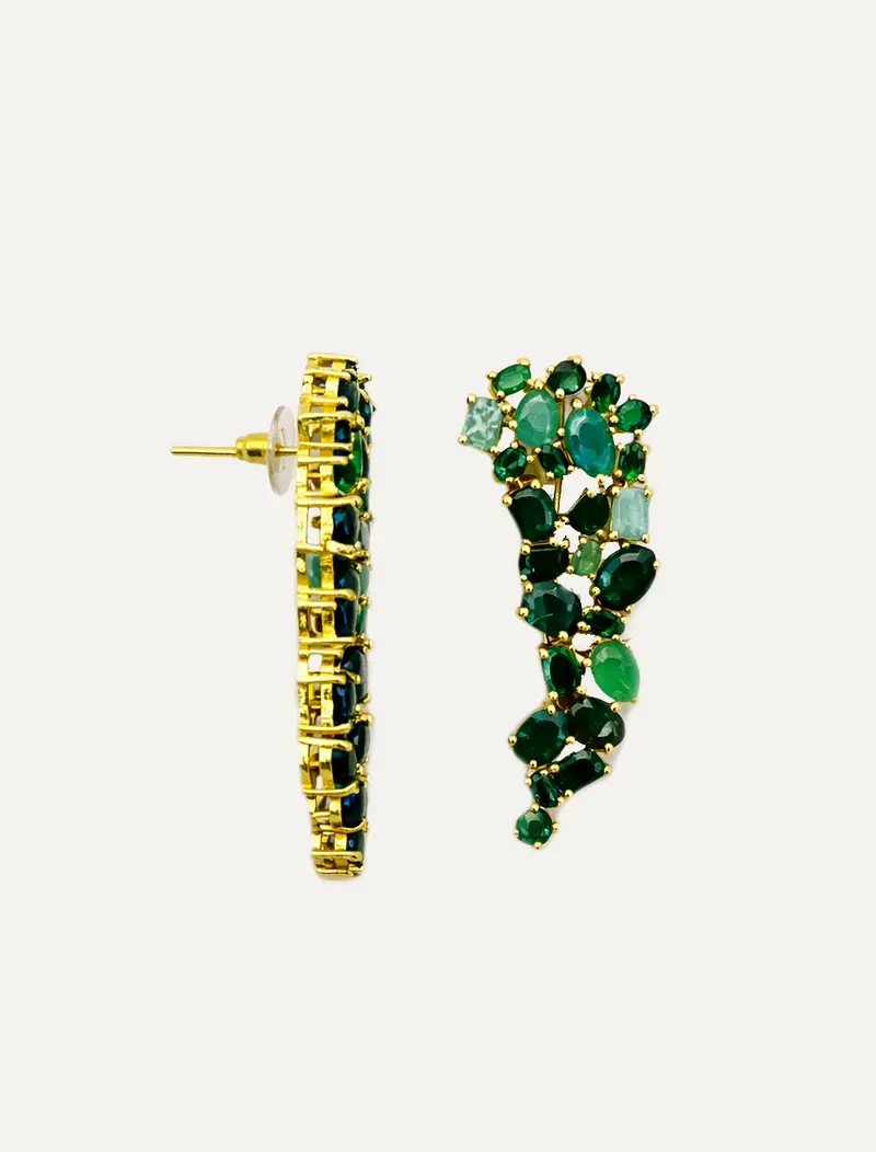 Pendiente Dorado Azura Amazonita y Ónix Verde