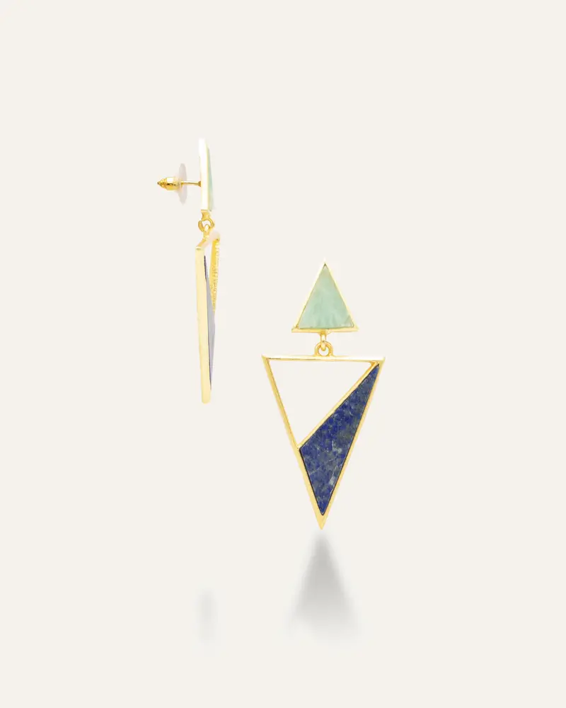 Pendiente Dorado Chembra Amazonita Lapislazuli