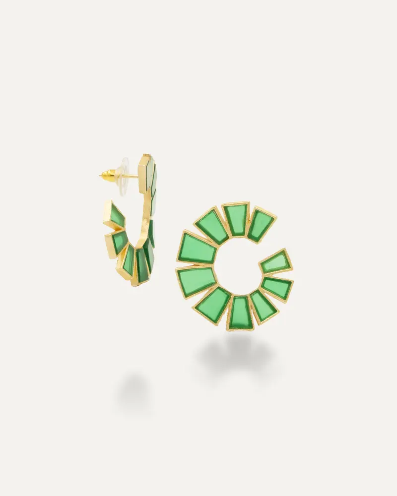 Pendiente Dorado Petra Onix Verde