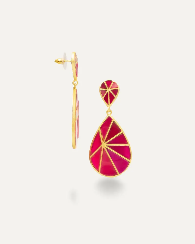 Pendiente Dorados Ammar Onix Fucsia