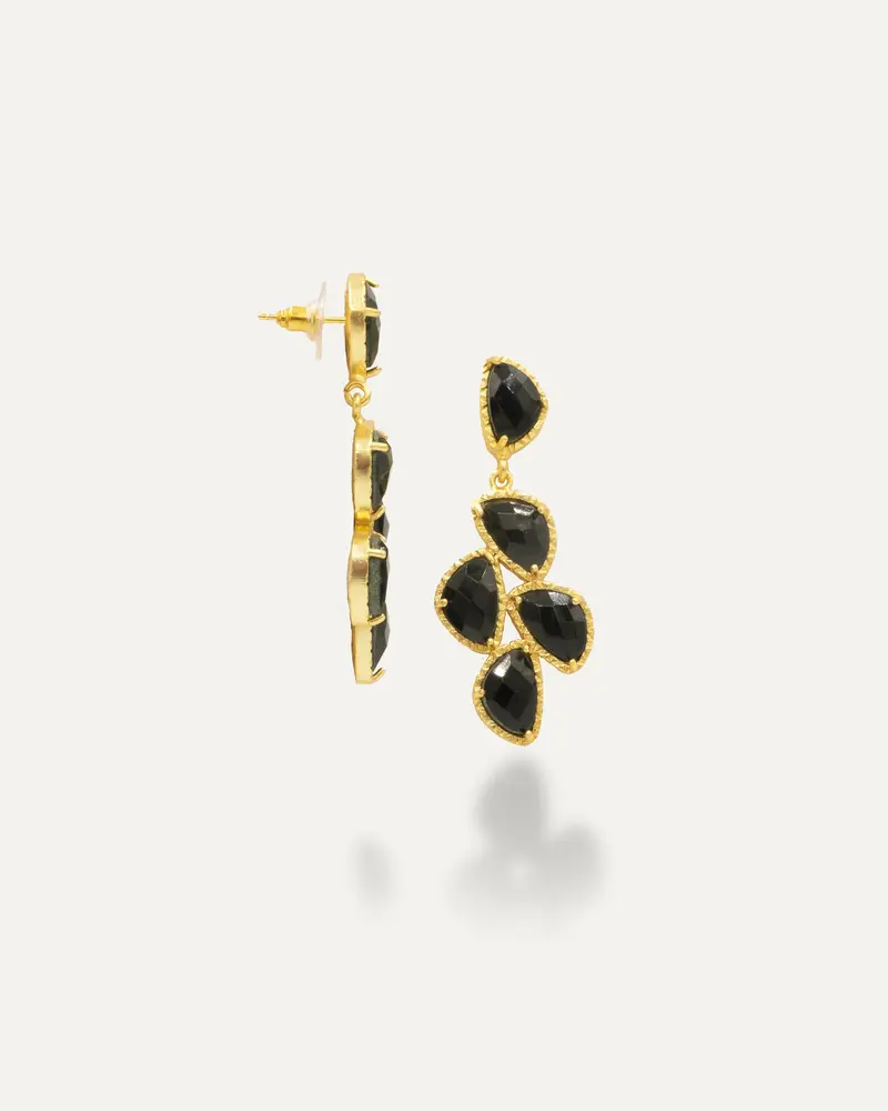 Pendiente Dorados Feel Elegante Onix Negro