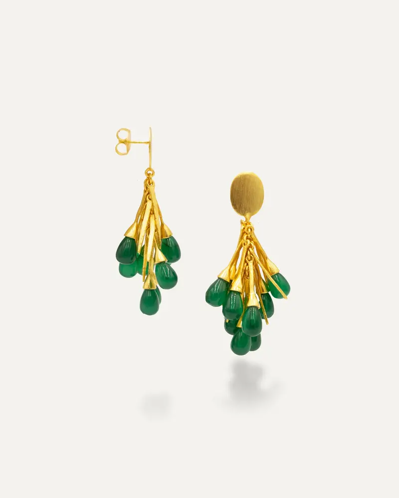 Pendiente Dorados Varsha Onix Verde