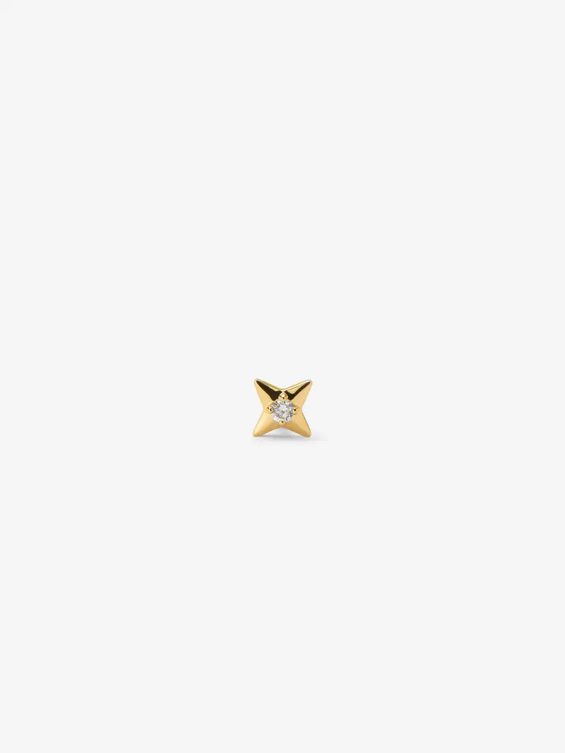 Pendiente individual de oro amarillo de 18K con diamante en talla brillante