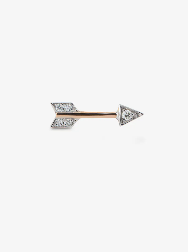 Pendiente individual de oro blanco y rosa de 18K con 5 diamantes en talla brillante con un total de 0,03 cts