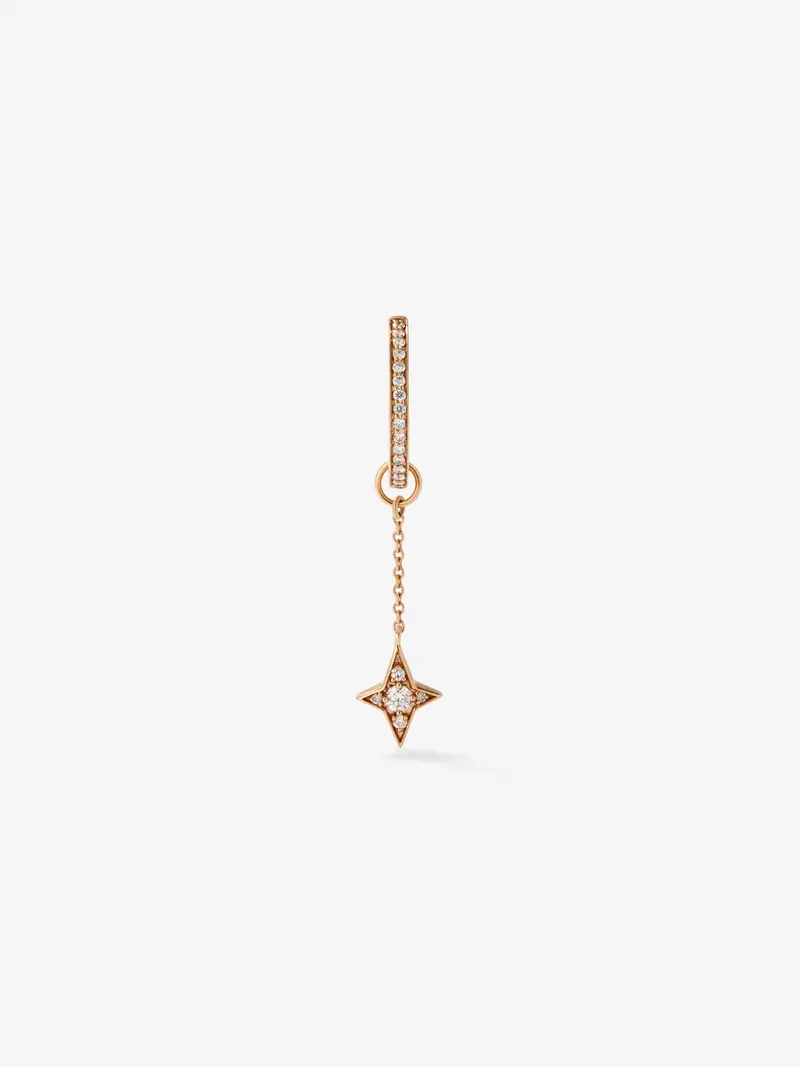 Pendiente individual de oro rosa de 18K con 20 diamantes en talla brillante con un total de 0,13 cts