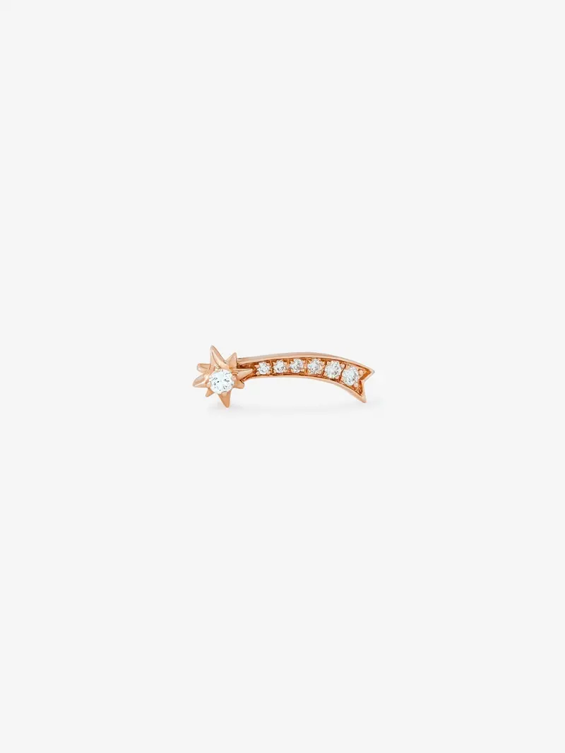 Pendiente individual de oro rosa de 18K con 7 diamantes en talla brillante con un total de 0,05 cts