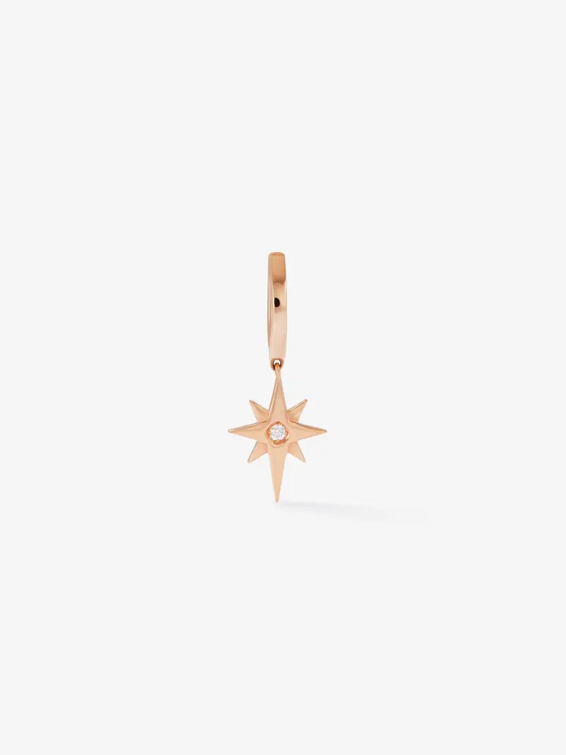 Pendiente individual de oro rosa de 18K con diamante en talla brillante de 0,05 cts
