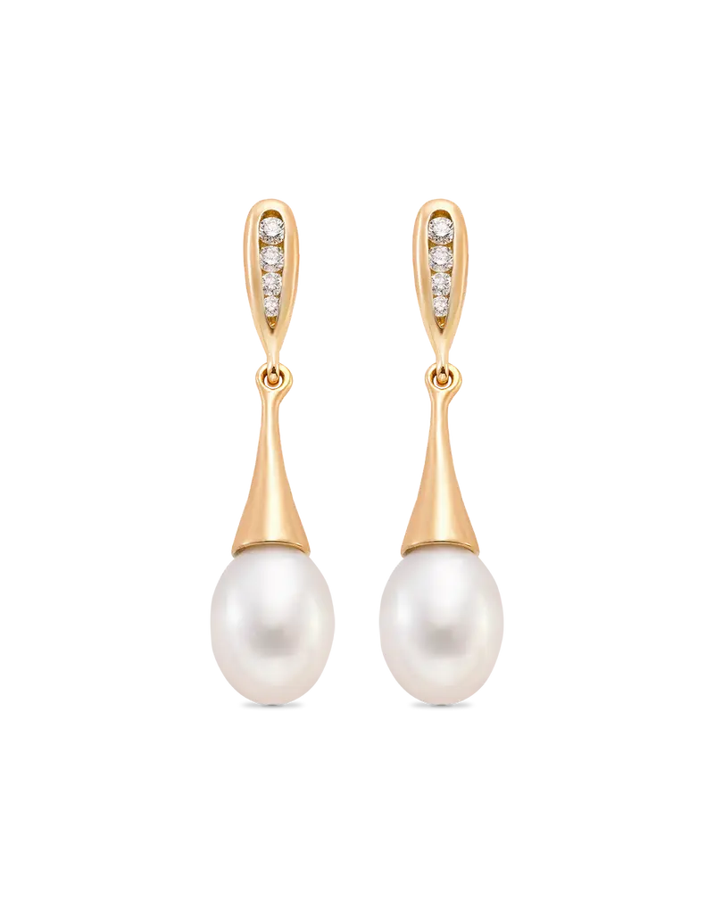 Pendiente Janine diamantes y perla, oro