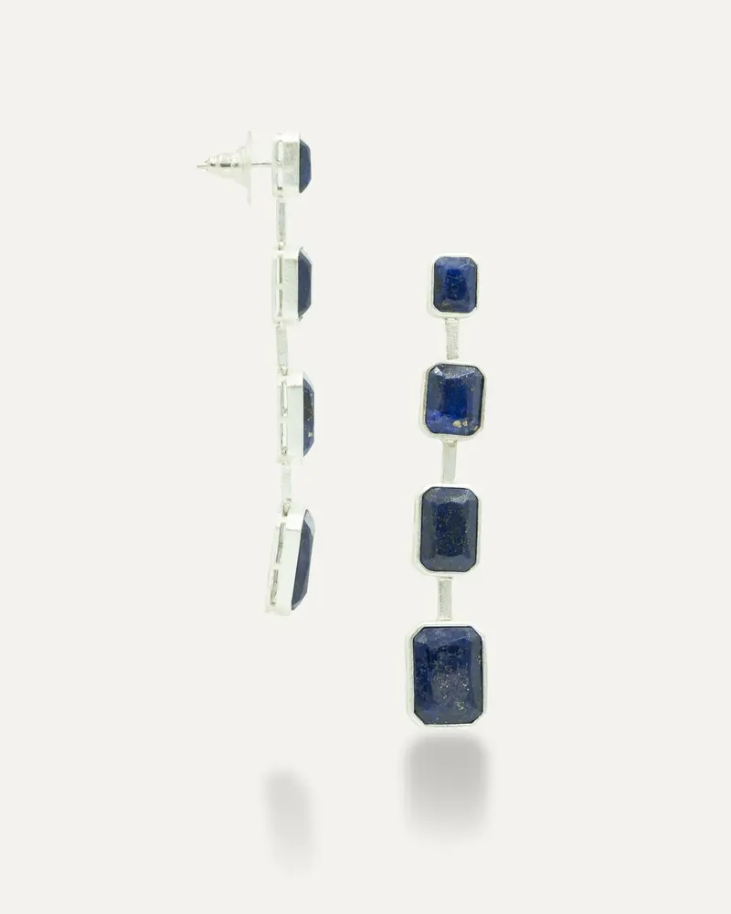 Pendiente Plateados Lady Dee Lapislazuli