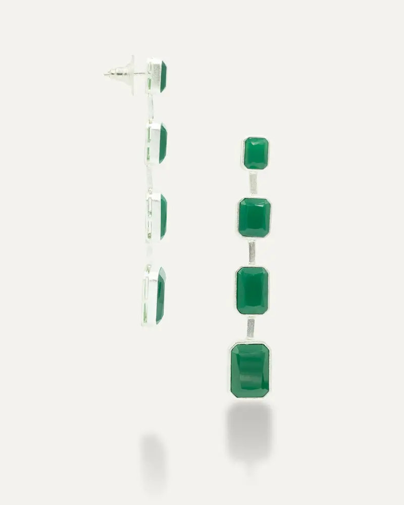 Pendiente Plateados Lady Dee Onix Verde