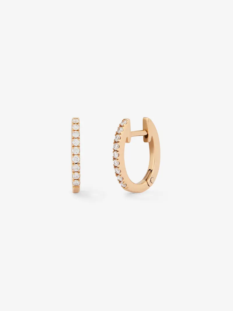 Pendientes aro de oro rosa de 18K con diamantes