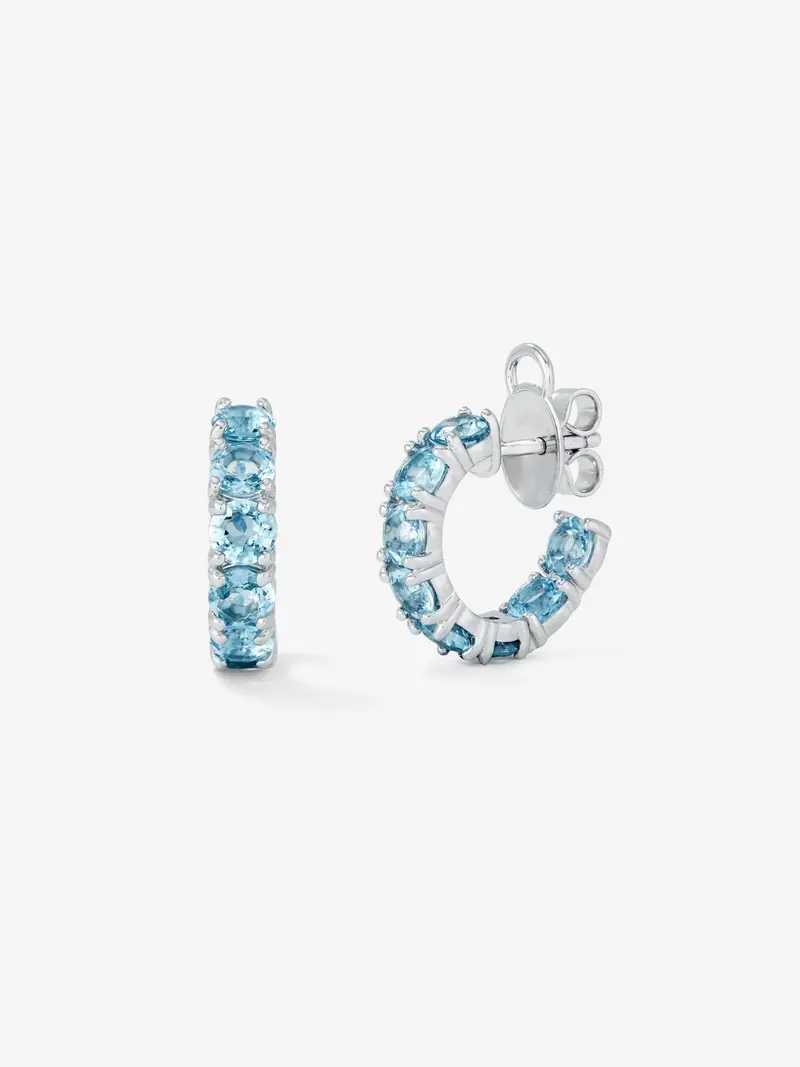 Pendientes aro de plata 925 de topacio azul swiss