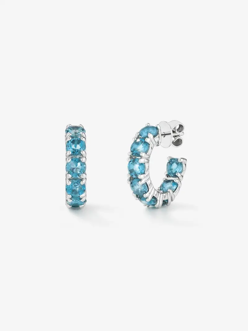 Pendientes aro de plata 925 de topacio