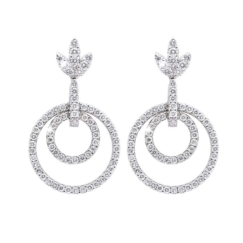 Pendientes Aro doble diamantes, oro blanco