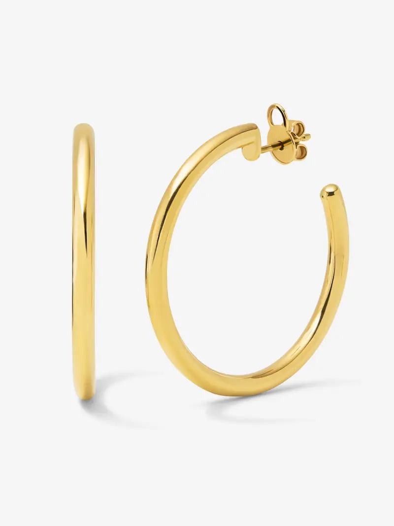 Pendientes aro liso grande oro amarillo de 18K