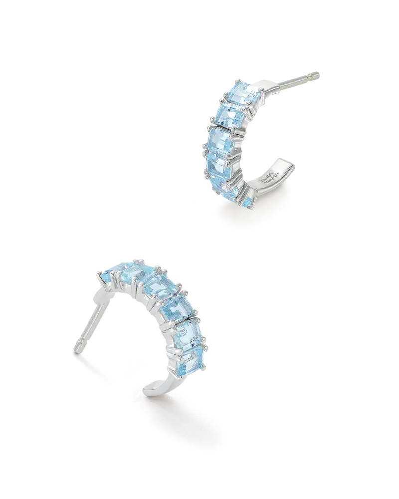 Pendientes Baguette topacio azul, plata