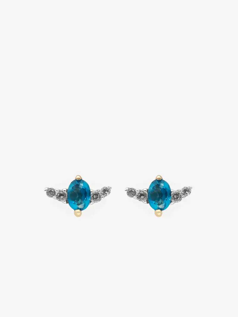 Pendientes Botón Topacio Azul London