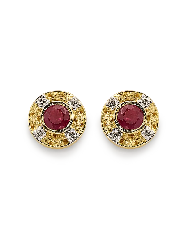 Pendientes Bouquet L rubí y diamantes, oro