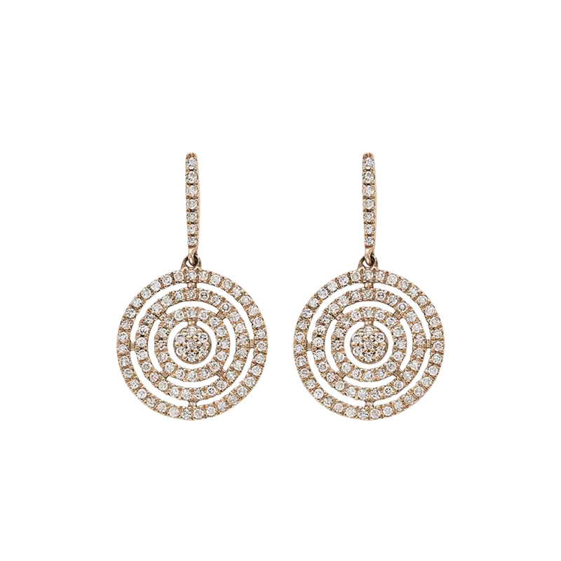 Pendientes Casual círculos diamantes, oro rosa