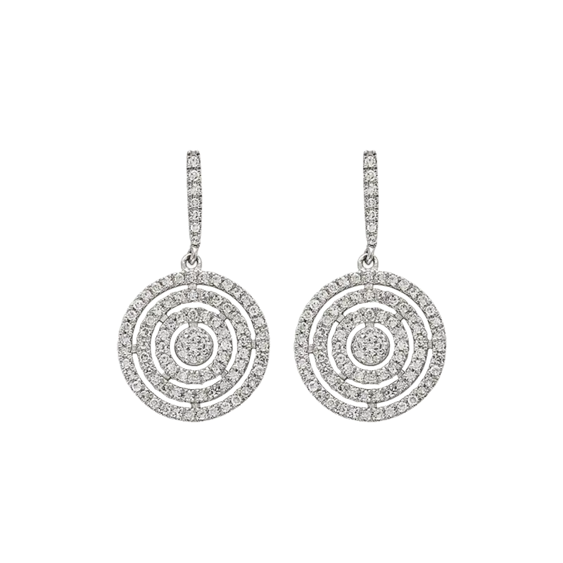 Pendientes Casual oro blanco círculos diamantes