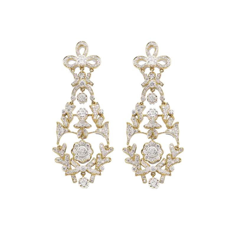 Pendientes Chandelier diamantes, oro
