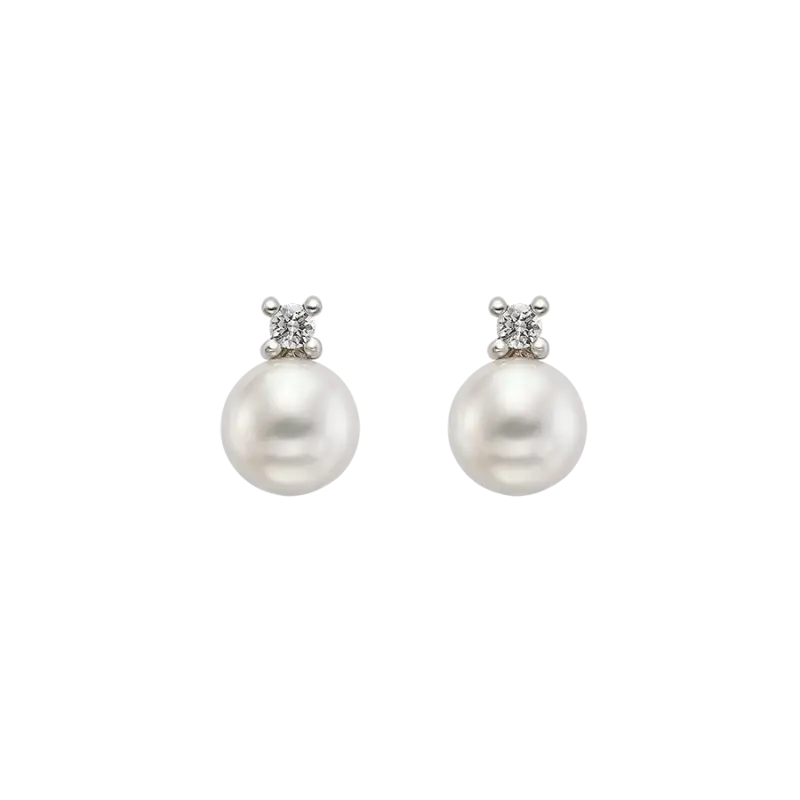 Pendientes Charlotte diamantes y perlas, oro blanco