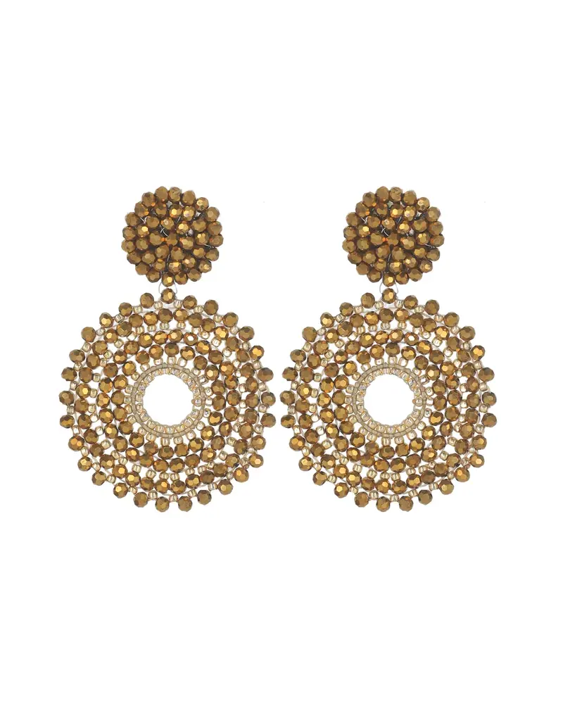 Pendientes círculo cristal facetado oro claro