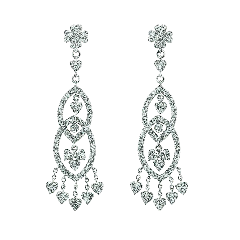 Pendientes corazones diamantes, oro blanco