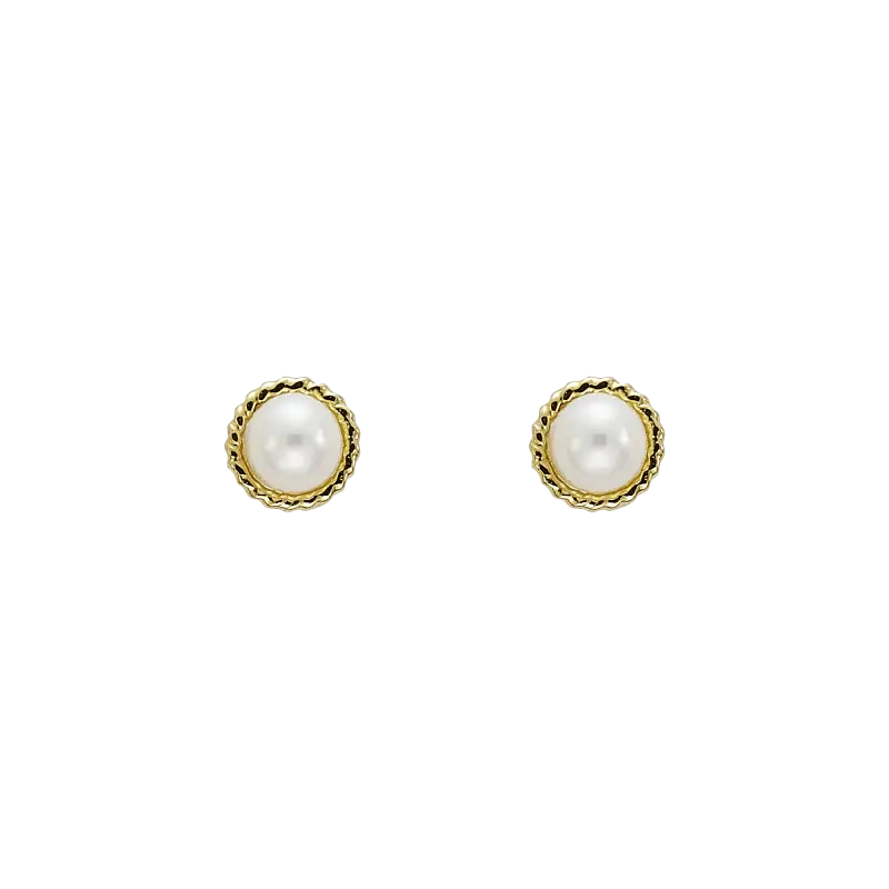 Pendientes Cordón oro y perlas 4mms