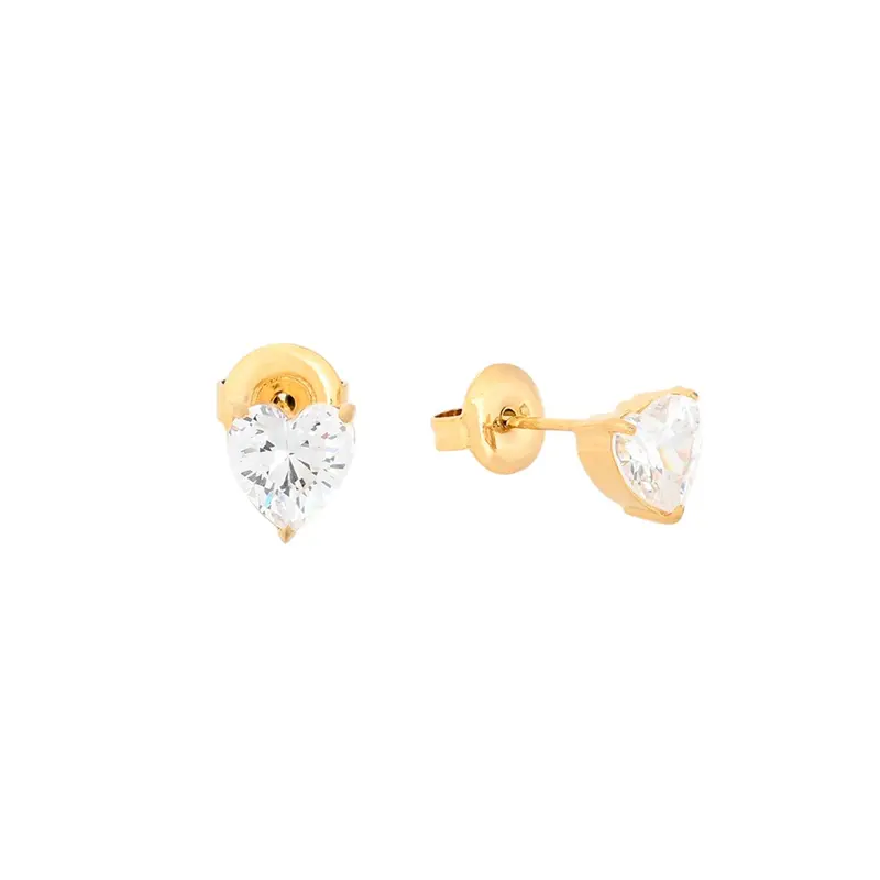 Pendientes de acero con circonita en forma de corazón