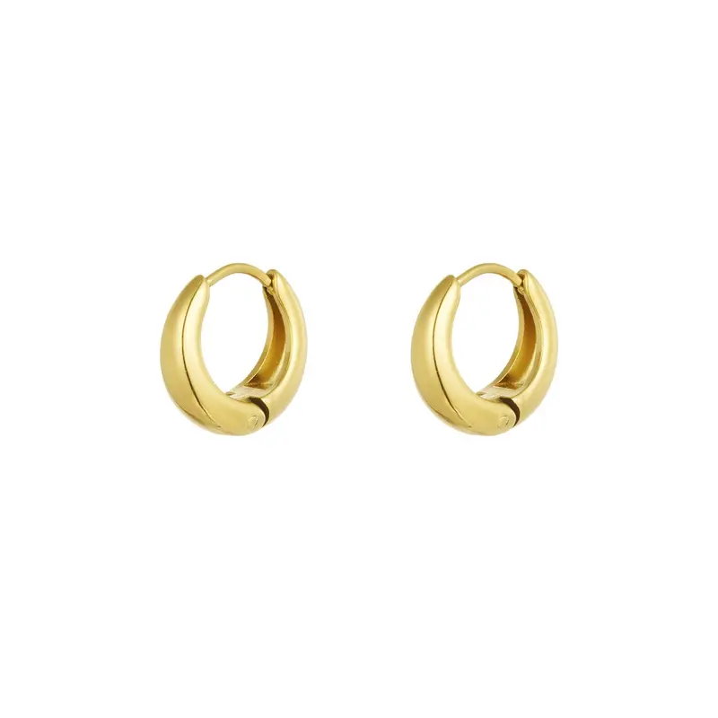 Pendientes de acero inoxidable aro grueso liso acabado oro - mbyou