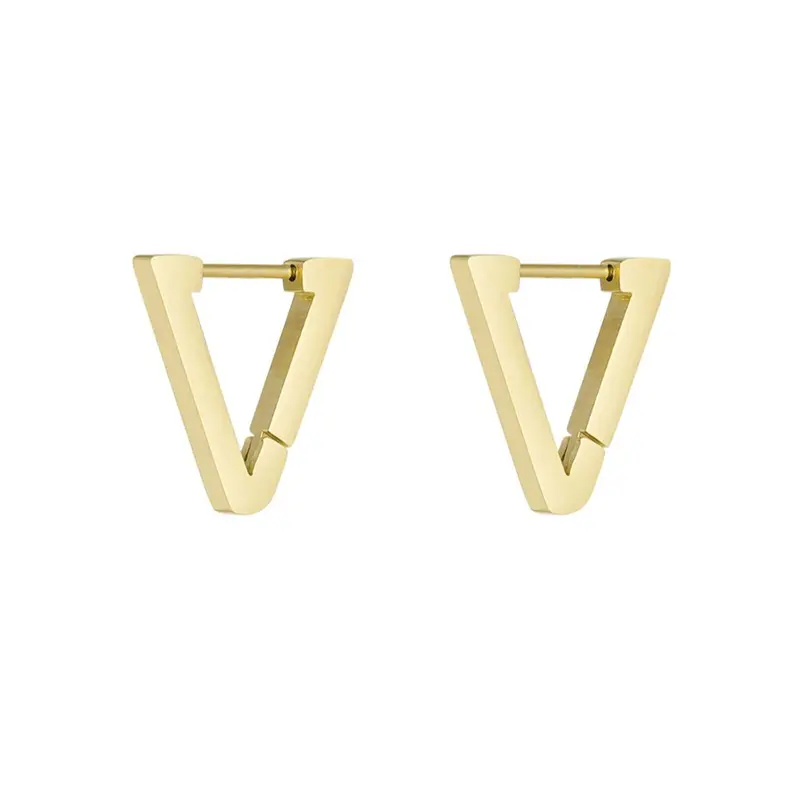 Pendientes de acero inoxidable en forma triangular acabado oro - mbyou