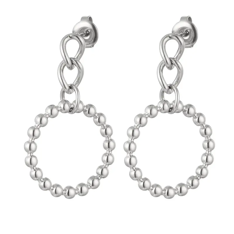Pendientes de acero inoxidable eslabones con aro criollo - mbyou