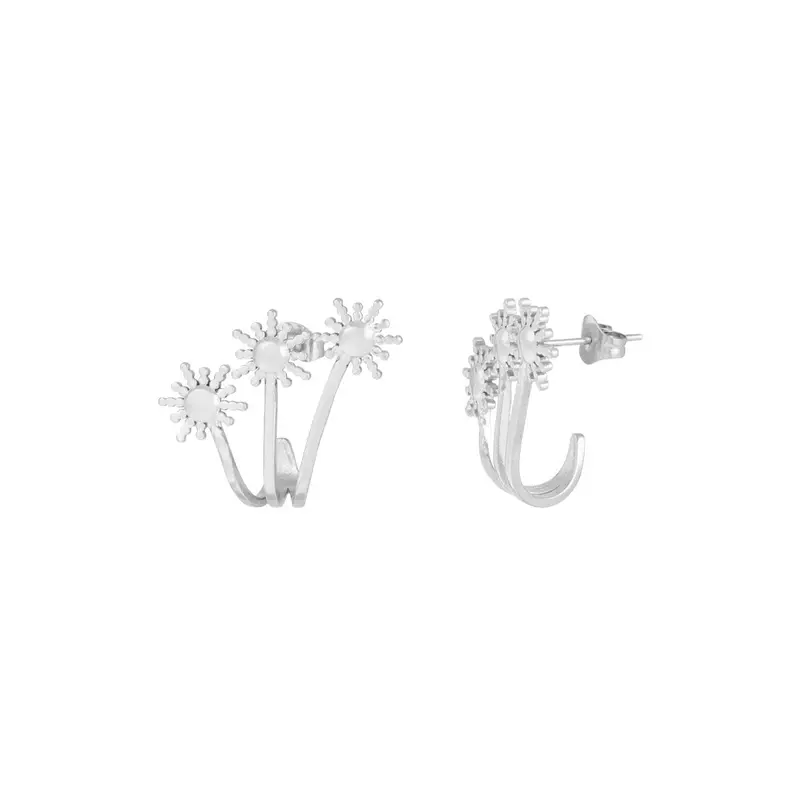 Pendientes de acero inoxidable tres margaritas plata - mbyou