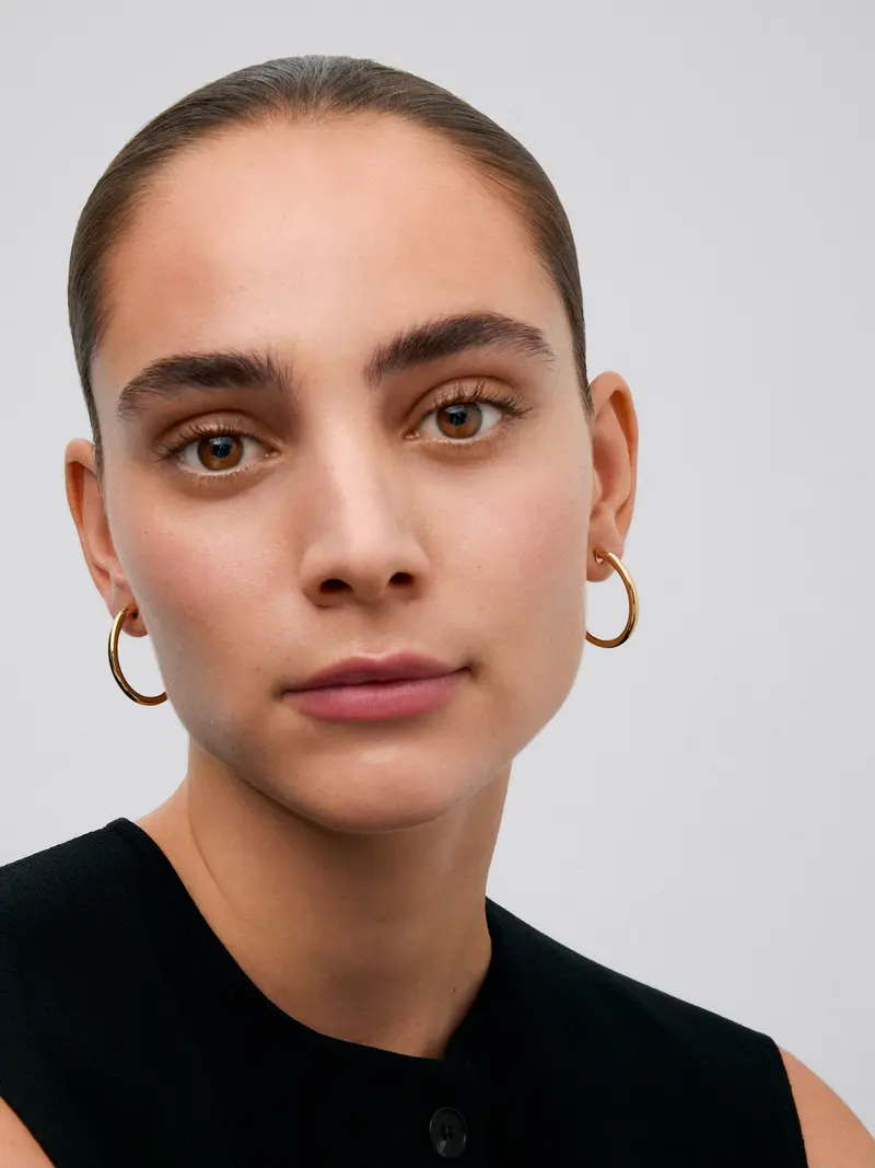 Pendientes de aro de oro amarillo de 18K de 31,5 mm