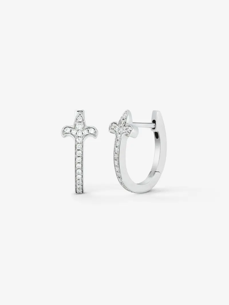 Pendientes de aro de oro blanco de 18K con diamante