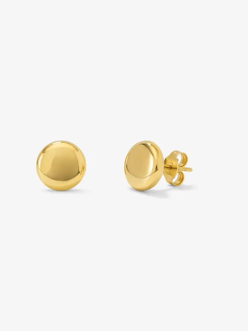Pendientes de botón de oro amarillo de 18k de 8mm