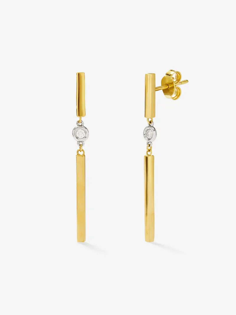 Pendientes de oro amarillo de 18K con diamantes en talla brillante de 0,07 cts