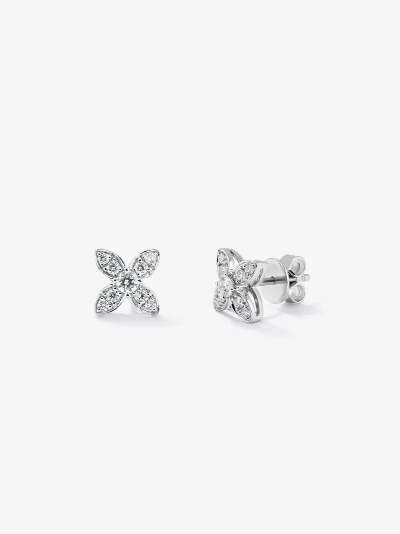 Pendientes de oro blanco de 18K con diamantes blancos en talla brillante de 0,4 cts