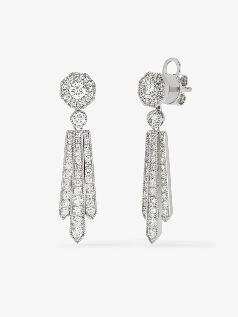 Pendientes de oro blanco de 18K con diamantes blancos en talla brillante de 0,88 cts