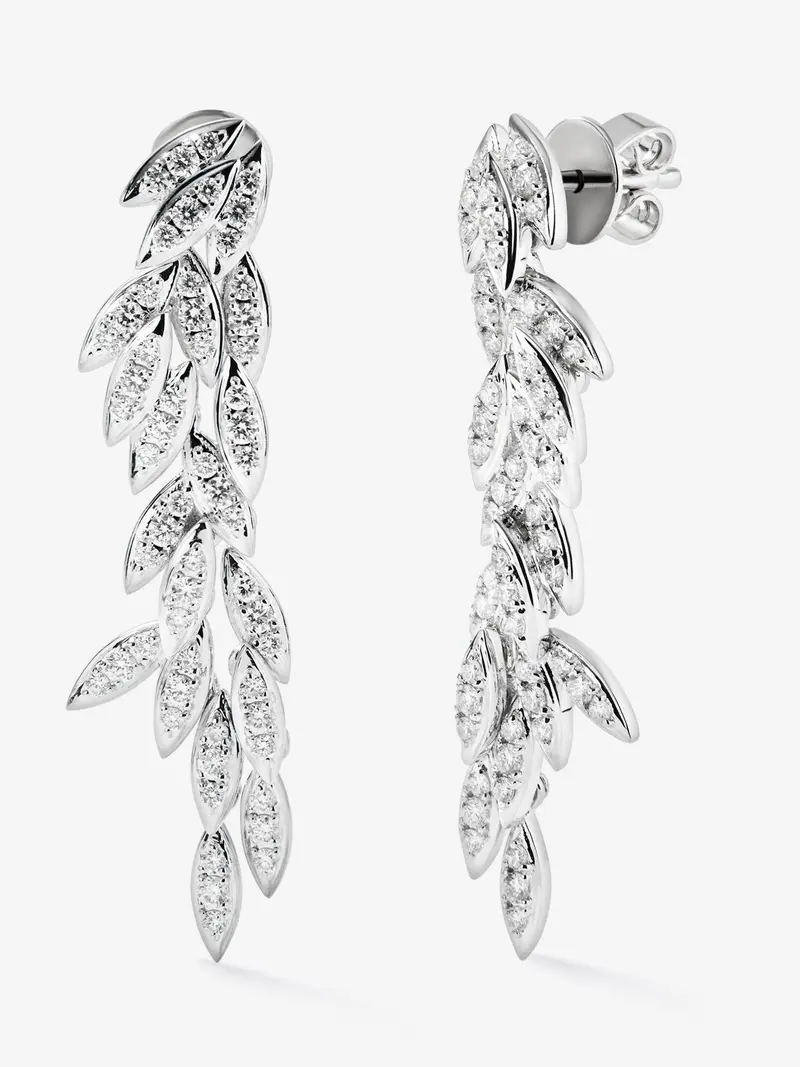 Pendientes de oro blanco de 18K con diamantes blancos en talla brillante de 1,16 cts