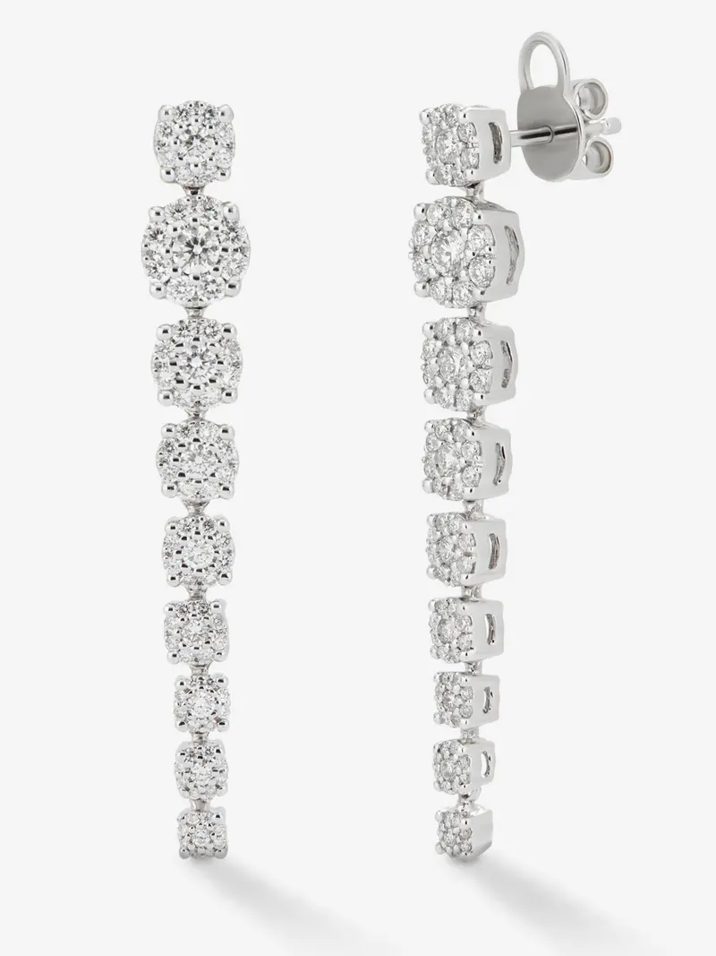 Pendientes de oro blanco de 18K con diamantes blancos en talla brillante de 1,28 cts