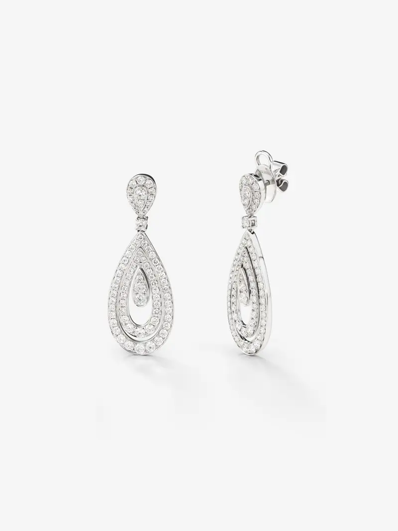 Pendientes de oro blanco de 18K con diamantes blancos en talla brillante de 2,5 cts