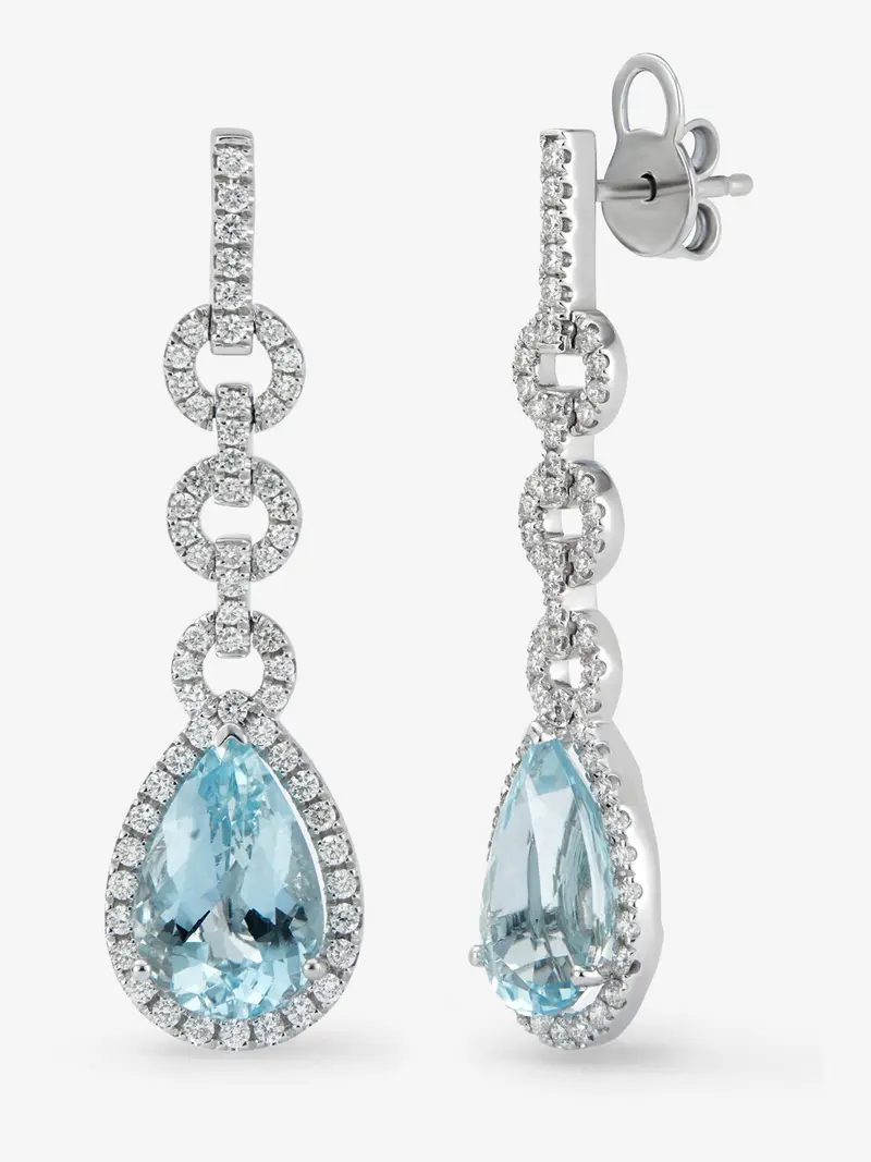 Pendientes de oro blanco de 18k y topacio azul